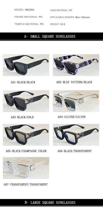 Square Sunglass Men Retro Millionaire Sunglasses Women 2025 Trendy Vintage Vacation Fashion Glasses Gafas De Sol Hombre Lunette