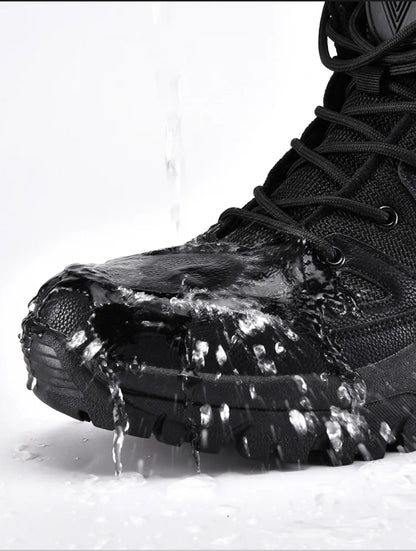New High Top Men's Boots Waterproof Winter Boots Warm Plush Snow Boots Men Lace Up Casual Anti-Slip Ankle Boots Army Work Boots