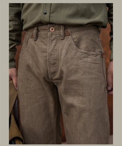 Dyed Jeans Loose Straight Heavy Selvedge Denim Pants Buckle Tooling Trousers 634