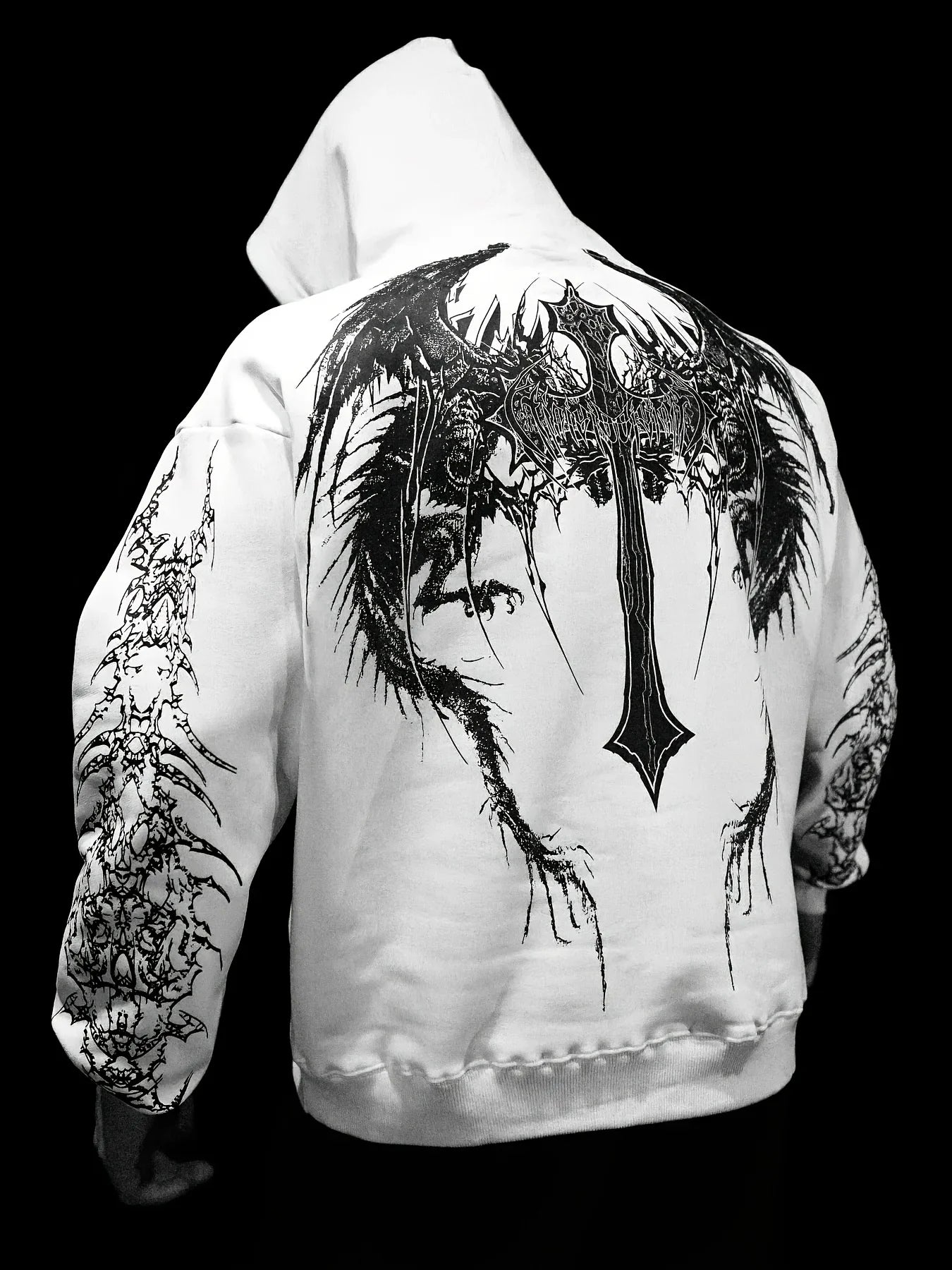 Fashionable men's autumn gym muscle training Gothic letter print soft and comfortable hooded sweatshirt outdoor street sports to