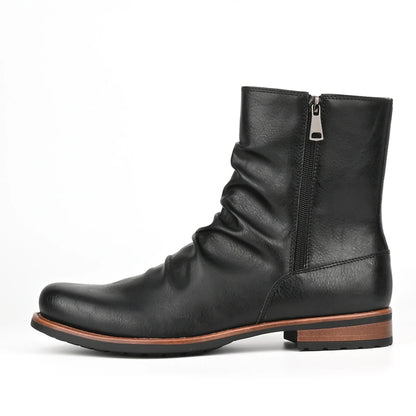 Men's British Style Low-Heeled Retro Boots for Everyday Casual Wear
