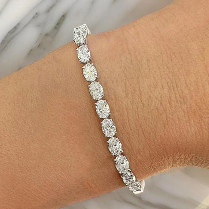 0.3/0.5/1Carat East West Set Oval Cut Moissanite Diamond Tennis Bracelets for Women 925 Sterling Silver Bracelet Anniversary