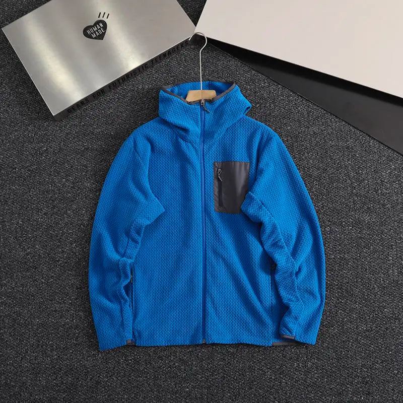 2026 Outdoor Men's and Women's Leisure Sports Fishing Travel Trend Mountain Grab Velvet Hooded Wavy Camping All-match Jacket