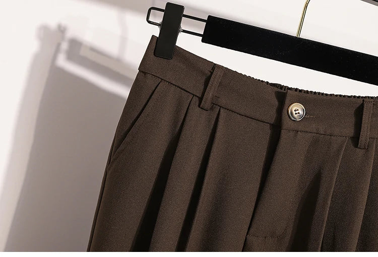 Plus Size Pants Woman 2026 Spring Autumn New Arrival High Waist Suit Pants High Quality Korean Style Straight Trousers