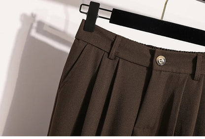 Plus Size Pants Woman 2026 Spring Autumn New Arrival High Waist Suit Pants High Quality Korean Style Straight Trousers