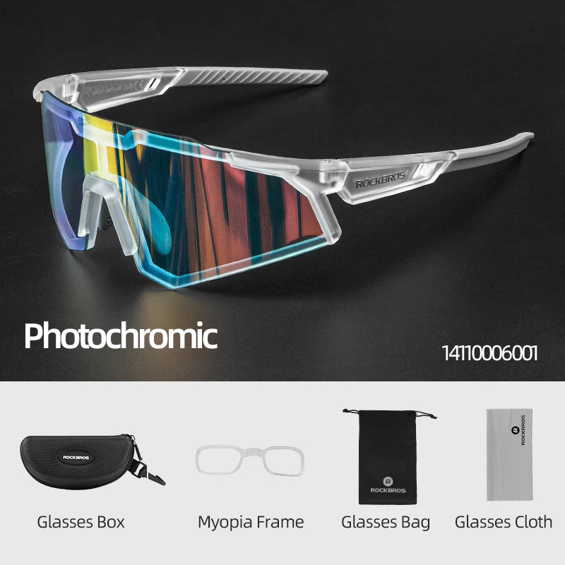 Photochromic Cycling Glasses Polarized Adjustable Nose Support Myopia Frame Sports Sunglasses Men Women Eyewear Goggle