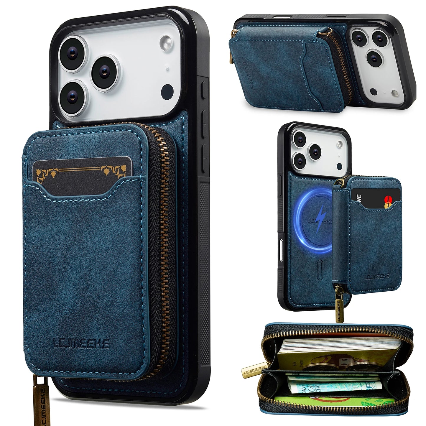 Detachable Magnetic Wallet Leather Phone Case for IPhone 17 Pro Max Air 16 Plus 15 14 13 12 11 Pro 16E Anti-Theft Brush Cover
