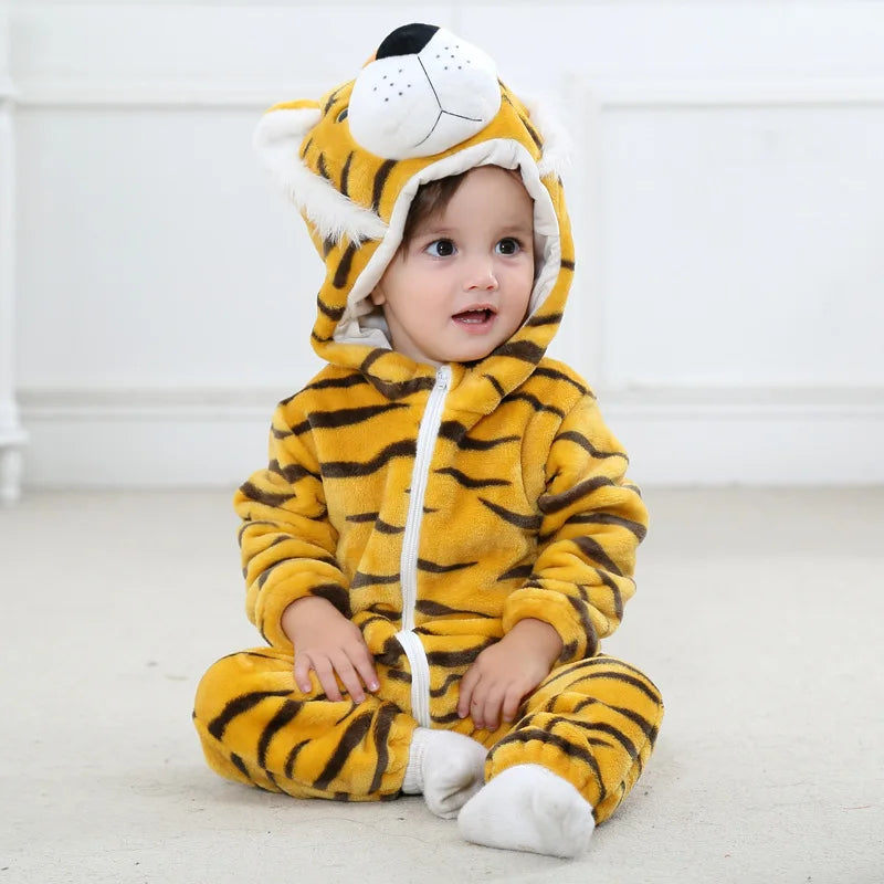 Cute Monkey Tiger Dinosaur Cosplay Costumes Boys Girls Toddler Animal Jumpsuit Baby Rompers Infant Clothes Pyjamas Kids Kigurumi