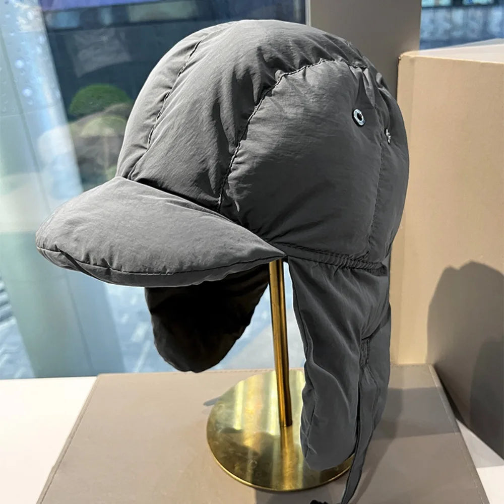 Solid Color Padded Bomber Hats Ear Flaps Thermal Padded Windproof Cycling Cap Korean Version Retro Style Ski Pilot Cap Riding