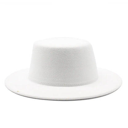 Autumn Winter Kids Felted Fedoras Hats for Boys Girls Solid Imitation Woolen Flat top Jazz Caps Childs Formal Dress Hats