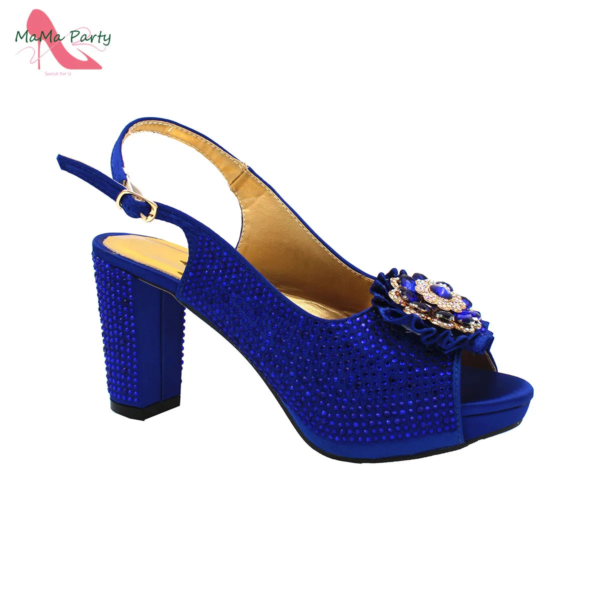 African Mature Women Shoes and Bag to Match in Teal Color Comfortable Heels with Platform for Garden Party