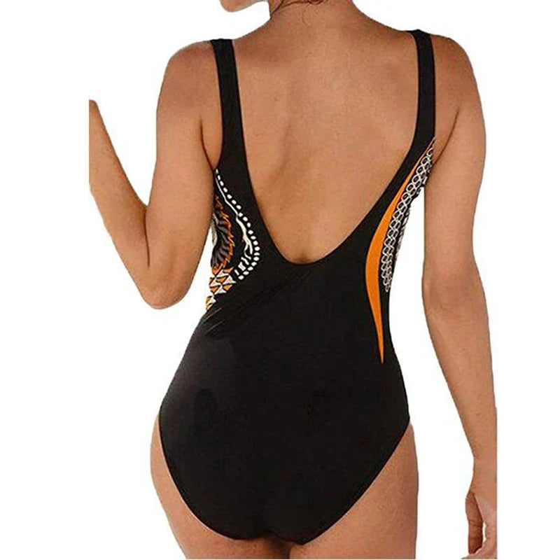 2024 Vintage One Piece Swimsuit Women Swimwear Tummy Control Monokini Sexy Bodysuit Print BathingSuit Female Beachwear Plus Size
