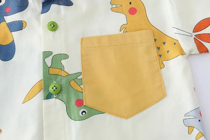 Cotton Clothes Kids Boy Summer Children Print Dinosaur Shirts Denim Shorts 2Pcs/Set Kids Fashion Toddler Tracksuits 0-5 Years