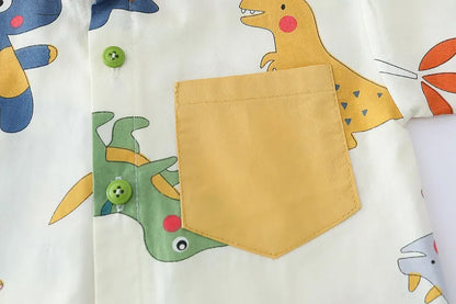 Cotton Clothes Kids Boy Summer Children Print Dinosaur Shirts Denim Shorts 2Pcs/Set Kids Fashion Toddler Tracksuits 0-5 Years
