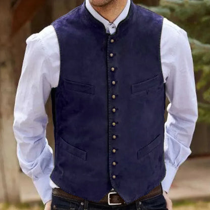 Men Vest Coffee Suede Velvet Single Button Waistcoat For Wedding Birthday Party Business Work Casual Daily Men Suit Vest