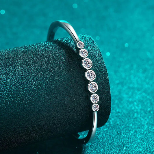 Bracelets rigides en moissanite 2,5 ct pour femmes en argent massif 925, certifiés GRA, avec strass en diamant, pour mariage, pour poignet de 16 à 17 cm