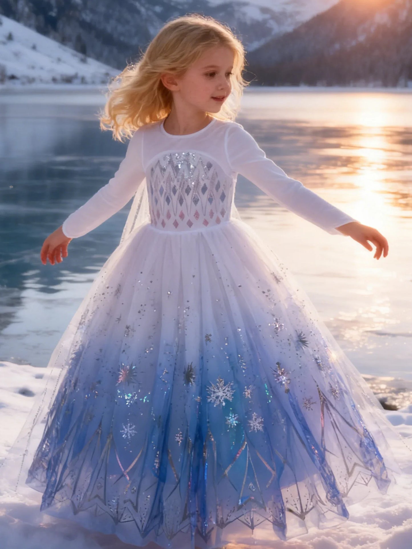 Elsa Anna Kid Princess Girls Dress Rapunzal Kids Cosplay Halloween Vestidos Children Costume Birthday Party Dress