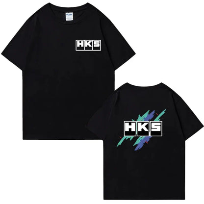 Japanese JDM Improved HKS Endless Car Graphic short sleeve t-shirts Cotton Men Women Oversized Tee shirt Double Sided Unisex Top