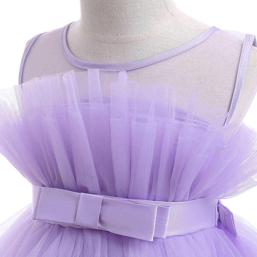 Kid's Party Formal Evening Dresses Elegant Party Dresses For Girls Dresses With Trailing Detachable Princess Dress