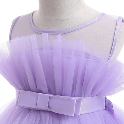 Kid's Party Formal Evening Dresses Elegant Party Dresses For Girls Dresses With Trailing Detachable Princess Dress