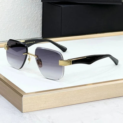 The Magic I Rimless High Street Sunglasses Big Square Germany Trendy Alloy Acetate UV400 Top Quality Outdoor Unisex with Case