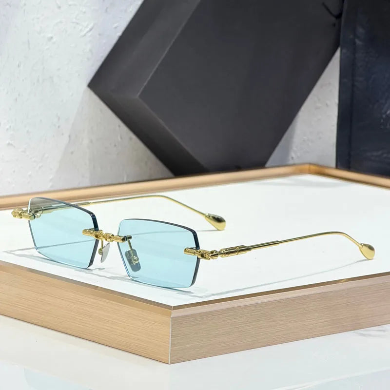 Fashion Street Design Sunglasses H61 Germany Rimless Square Men Women Classical UV400 High Quality Optical Glassses with Case