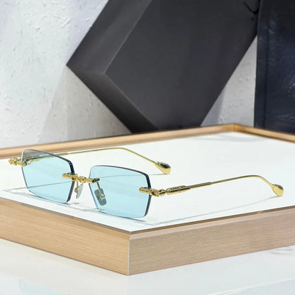 Fashion Street Design Sunglasses H61 Germany Rimless Square Men Women Classical UV400 High Quality Optical Glassses with Case