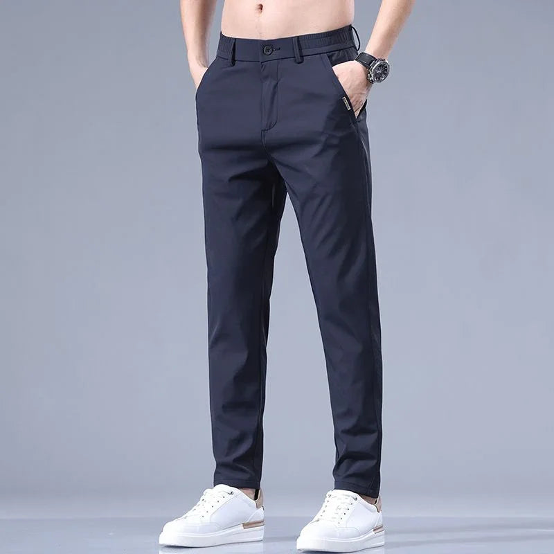 2026 Men's Summer Casual Pants Thin Ice Silk Men's Pants Fashion Straight  Elastic Men's New Pants Men's Pants