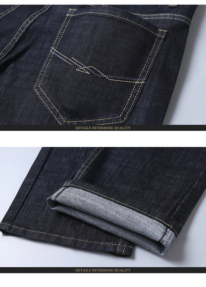 Summer New Elastic Men's Jeans Fashion Comfortable Business Straight Stretch Cotton Casual Denim Pants Brand Male Thin Trousers