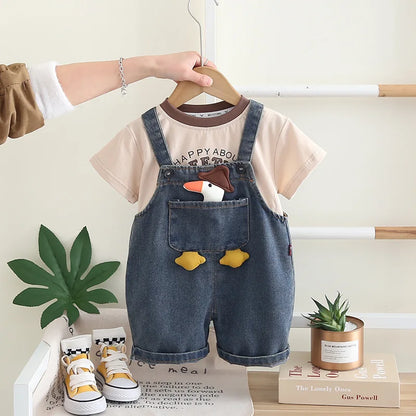 New Summer Baby Boys Clothes Suit Children T-Shirt Overalls 2Pcs/Sets Kids Girls Clothing Infant Cartoon Toddler Costume Outfits