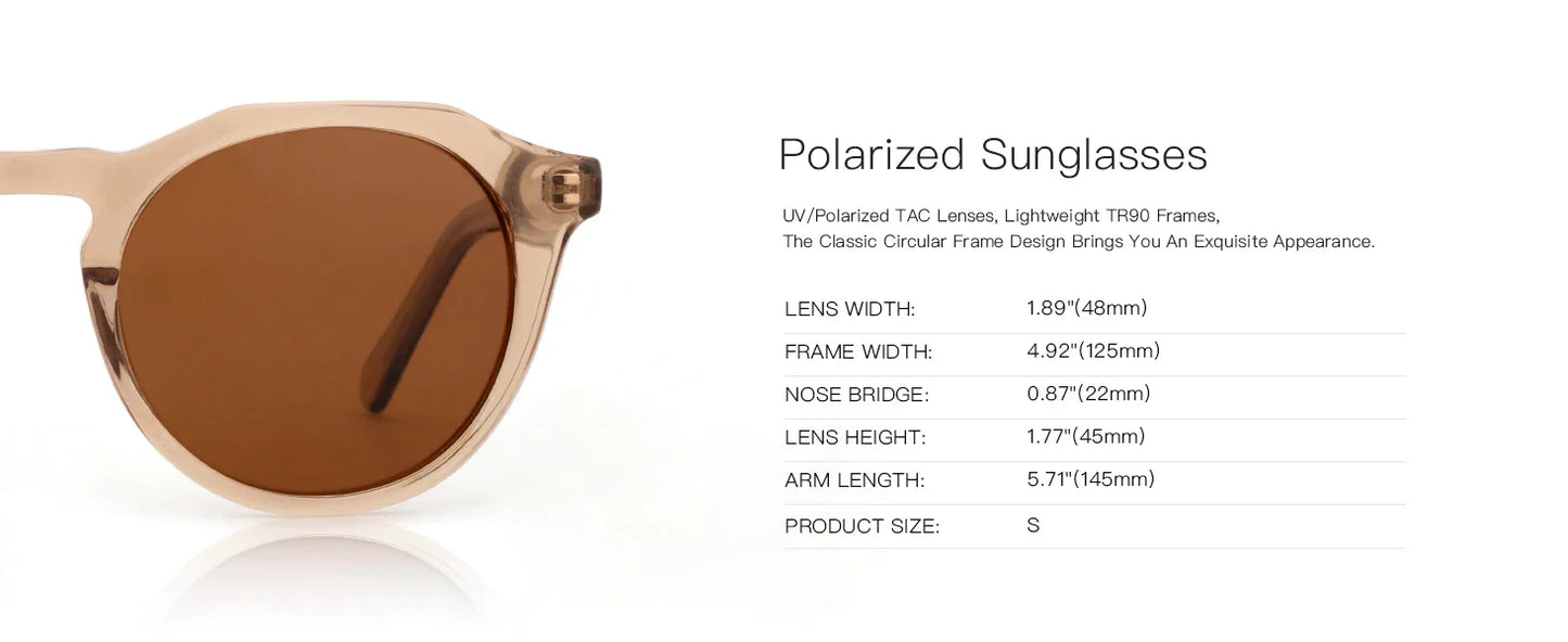 Vintage Round Polarized Sunglasses for Men Women UV400 Protection Sun Glasses