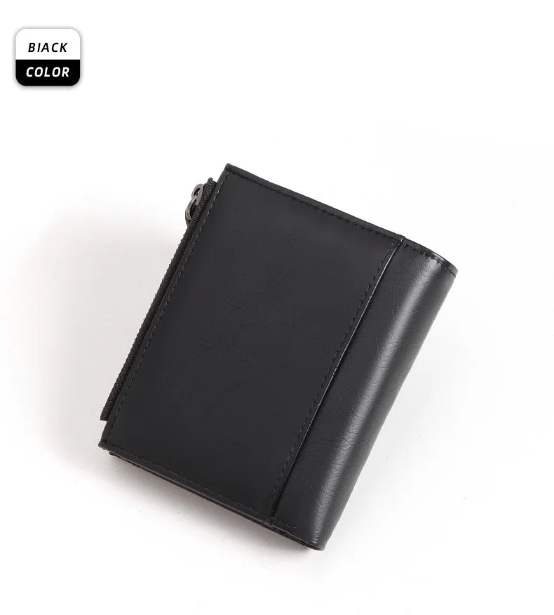 2024 new Men's Coin Purse Wallet RFID Blocking Zipper vintage PU leather Wallet Credit Card Holder Money Bag Wallet man
