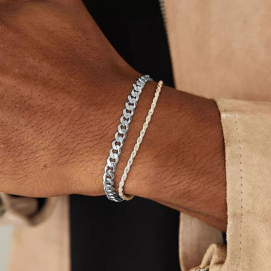 Bracelets Cubains Hip Hop 5mm Tendance Cool pour Hommes 100% Argent Pur S925 Plaqué Or 18 carats Bijoux Fins Cadeau d'Anniversaire Soirée