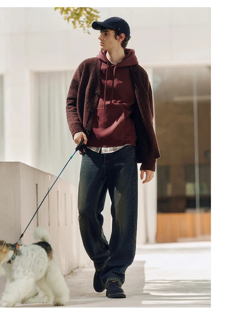 Jeans Men Vintage Washed Whiskered Loose Fit Straight Leg Classic Casual Pants 2025 Autumn Winter