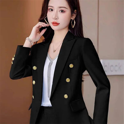 New Advanced Design Women's Suit Jacket Korean Style Spring Autumn Professional White Collar Small Western Clothes