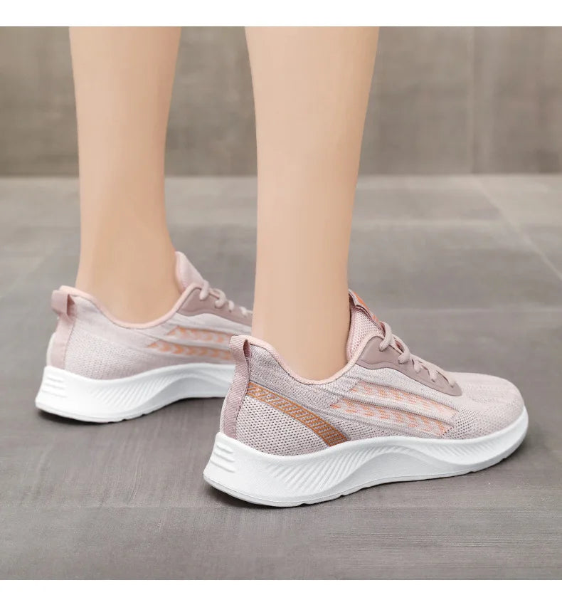 Women's Breathable Mesh Sneakers Platform Sole Korean Style Spring Casual Sports Shoe Plus Size Orthopedic  Height Walking Shoes