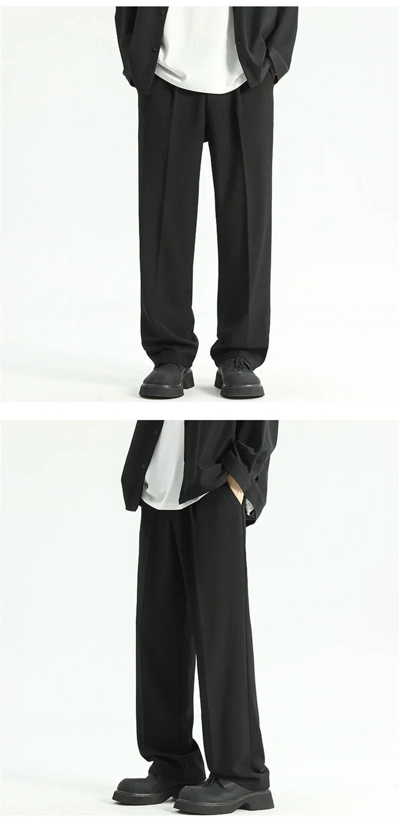 Men's Straight Pants Thin Man Black Comfortable Pant Summer Casual Streetwear Loose Trouser Japanese 5XL Trendy Fashion