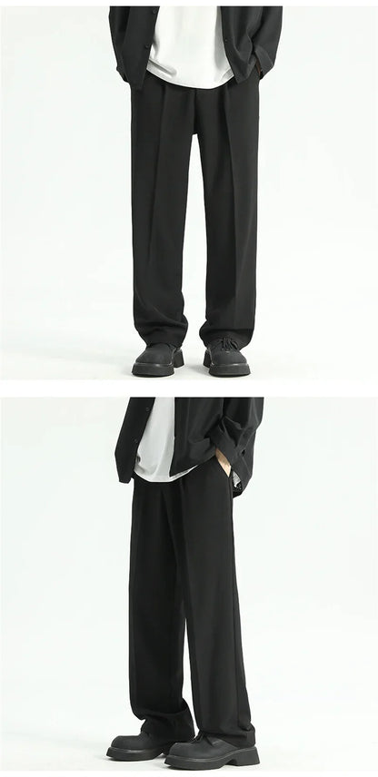 Men's Straight Pants Thin Man Black Comfortable Pant Summer Casual Streetwear Loose Trouser Japanese 5XL Trendy Fashion