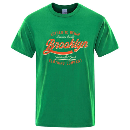Letter, Brooklyn, New York City, Usa T Shirt Men Fashion O-Neck Tshirts Summer Cotton Tops Fashion Loose Street Hip Hop T-Shirts