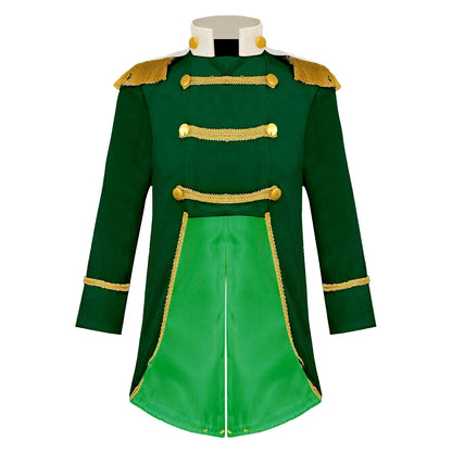 Little Boys Prince Cosplay Costume Long Sleeve Gold Fringe Braiding Velvet Tuxedo Tailcoat Royal Court Cosplay Jacket Dress Up
