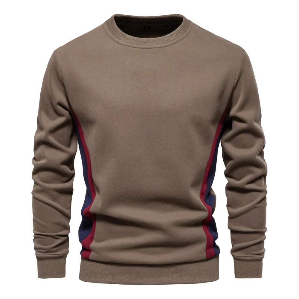 Mens Patckwork Cotton-blend Crew Neck Sweatshirts Fashion Casual Sport Round Neck Pullover Sweatshirt for Men