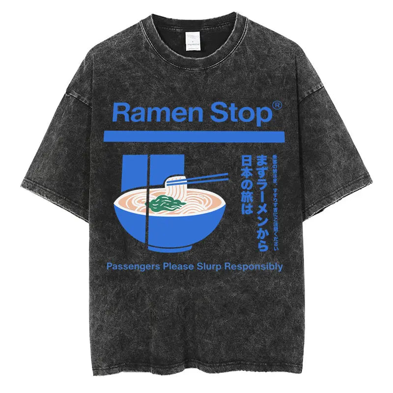 Japanese Tokyo Tokyo Culture Print Washed T Shirt Funny Fashion Vintage Men Women T-shirts Cotton Casual Loose Tees Streetwear