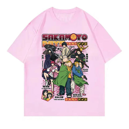 2025 New Design Anime T-shirts Sakamoto Days Short Sleeve Retro Tops Tees Streetwear Men Clothing Sakamoto Days Summer T-shirt