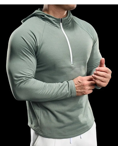 Autumn New Gym Fitness Clothes Men's Training Clothes Long-sleeved Sports Quick-drying Sweatshirts Casual Hooded Fitness Clothes