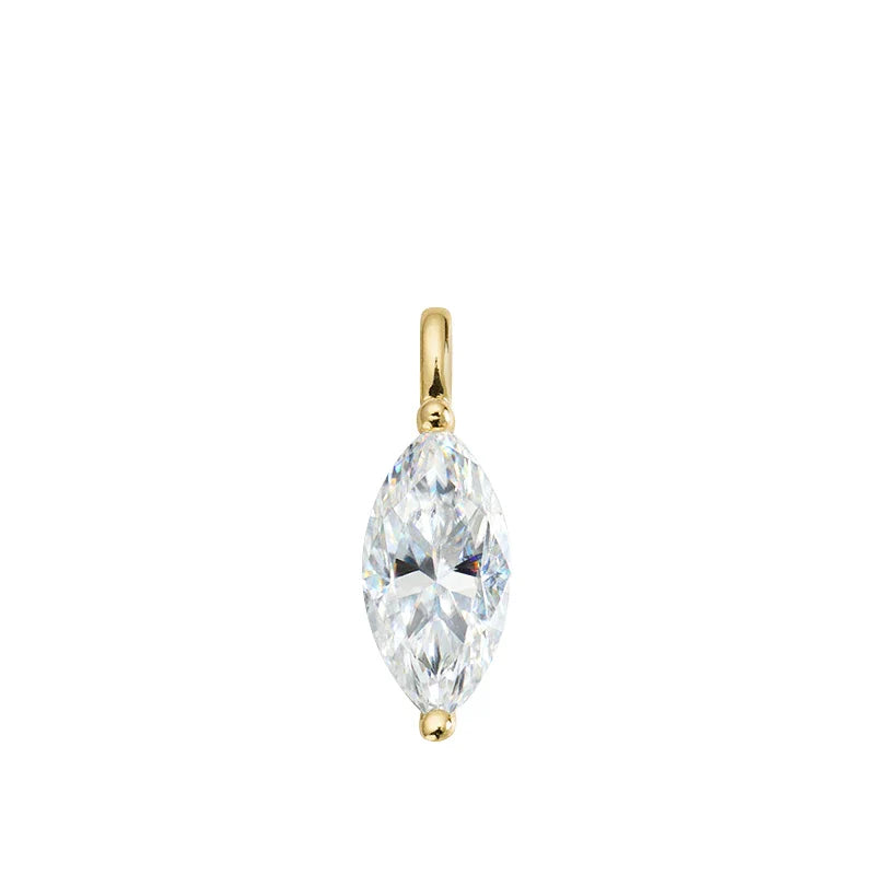 3CT 7*14MM Marquise Cut Moissanite Necklace for Women Solitaire Pendant Sparkling Chain Lab Diamond Pure 925 Jewelry