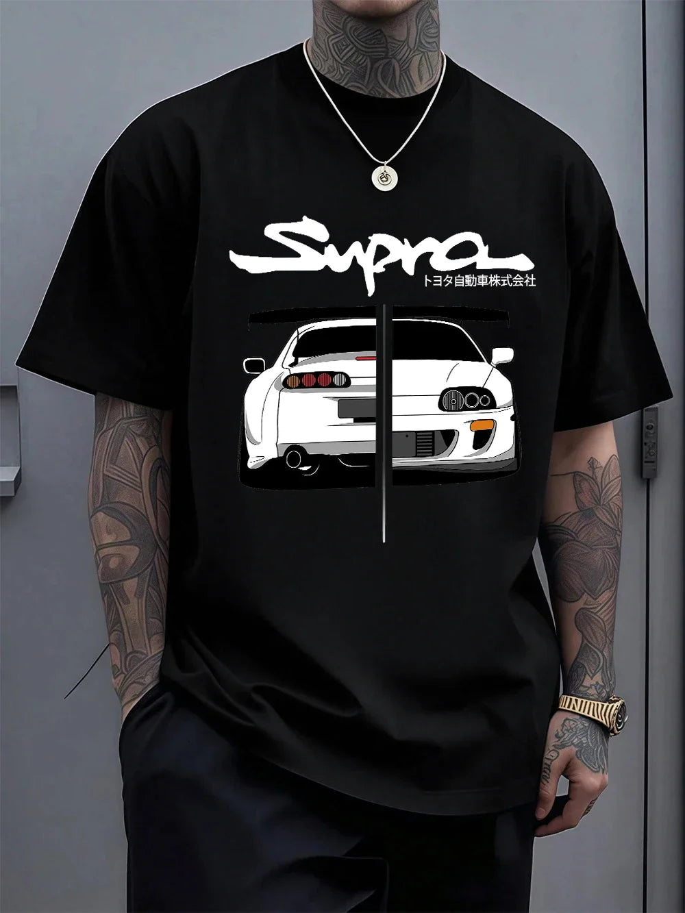 Japanese Cool Car Puzzle Print Cotton T-Shirts Men Summer Short Sleeve T Shirt Soft Oversized O-Neck Tops Basic Male Clothes