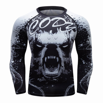Men's Jiu Jitsu Kimono Rashguard MMA T-shirt Animal Print Compression Shirts Sport Tops Bjj Kickboxing Muay Thai Sport Boxing