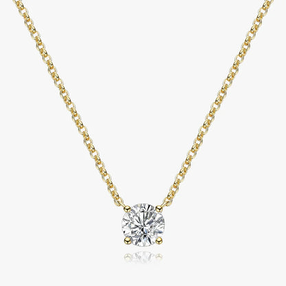 1ct/6.5mm Moissanite Diamond Pendant Necklace With  Certificates 100% 925 Sterling Silver Plated 18k Gold Neckchain For Women