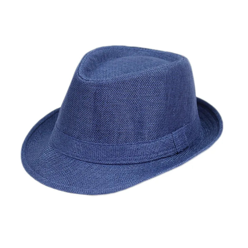 Summer Fedoras for Men Middle old aged Cap Linen Panama Solid  Jazz Hat Cowboy  Men's Women's  British Party Sun Hat