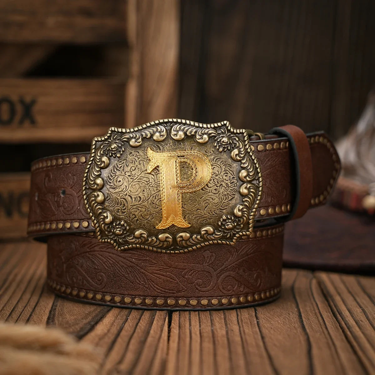 Vintage style PU Leather Western Denim Belt Classic Letter buckle - 3.8 cm wide, durable and stylish for men and women - perfect